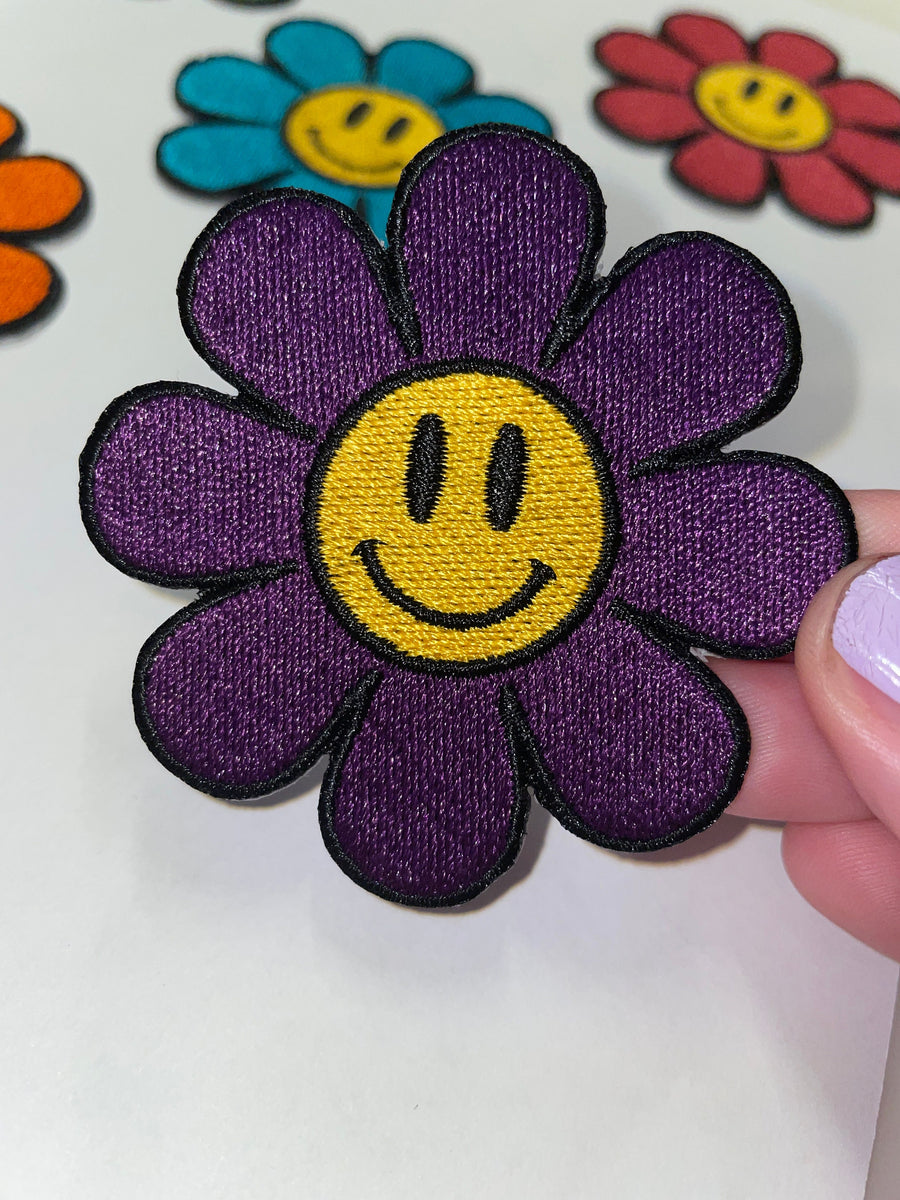 Smiley Face Patch- Lilac
