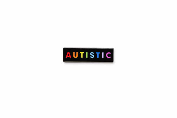Autistic Identity SMALL SIZE PIN 1.5 Inch Enamel Pin Black Rainbow Rectangle Autism