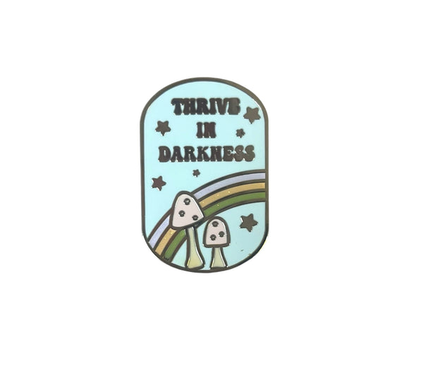 Pastel Thrive in Darkness Mushroom Retro Glitter Enamel Pin