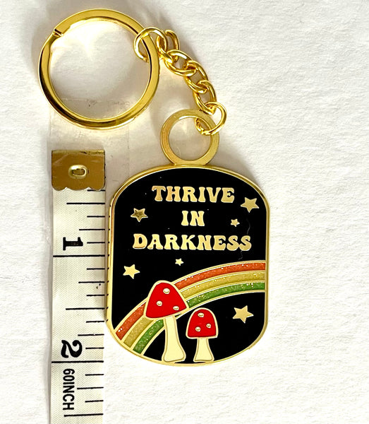 Thrive in Darkness Retro Mushroom Glitter Keychain