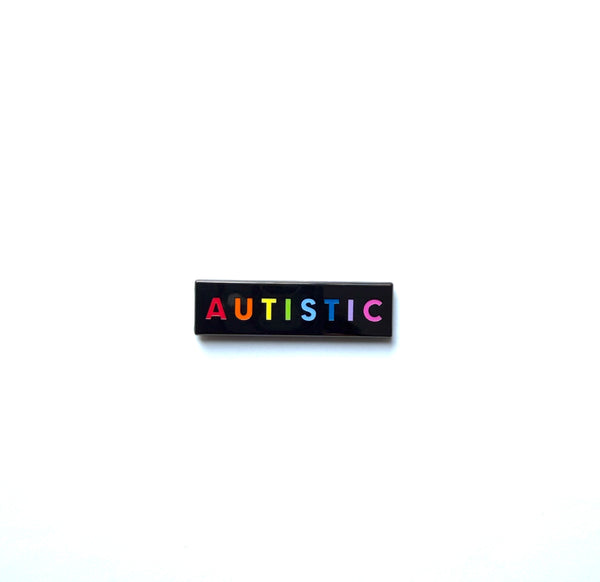 Autistic Identity SMALL SIZE PIN 1.5 Inch Enamel Pin Black Rainbow Rectangle Autism