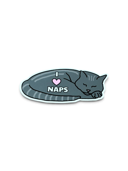 I Heart Naps Cat Vinyl Sticker