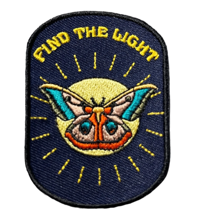Find The Light Moon Moth Retro Iron On Patch