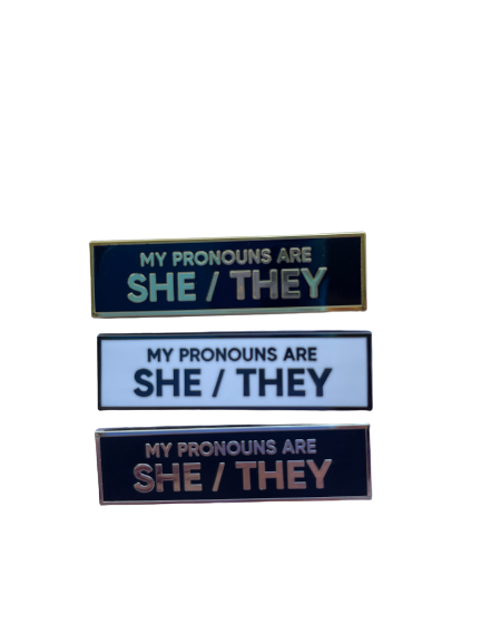 She They 1.5 Inch Rectangle Enamel Pin