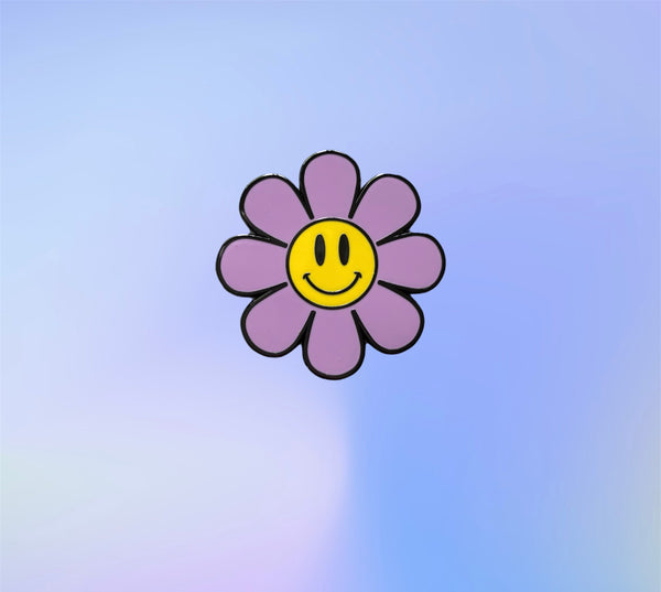 Mini Pastel Flower Power Enamel Pin, Smiley Flower Pin, Smiley Face Pin