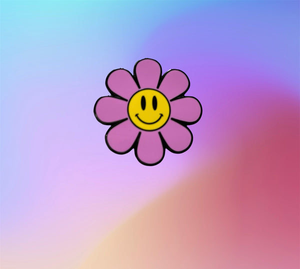 Mini Pastel Flower Power Enamel Pin, Smiley Flower Pin, Smiley Face Pin