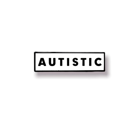 Autistic 1.5 Inch Identity Enamel Pin Black White Rectangle Autism