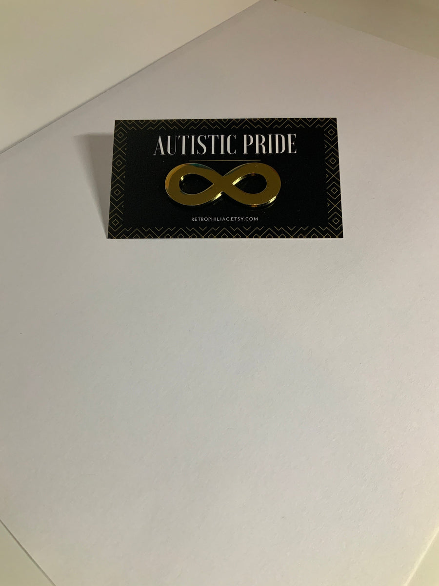 Autistic Pride 1.5 Inch Infinity Gold Enamel Pin Brooch Autism Neurodi ...