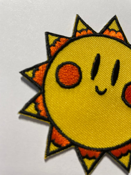 Smiling Sun Iron On Patch Happy Face Retro Vintage Inspired Hippie Flower Child