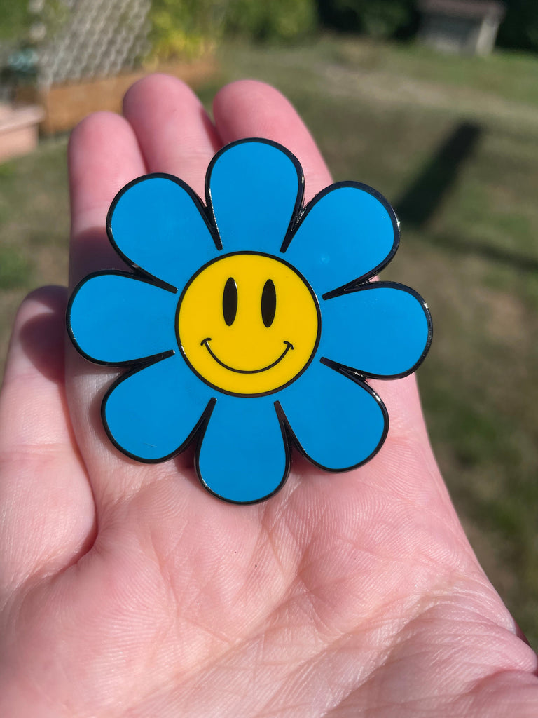 Green Flower Power Vinyl Sticker, Smiley Flower Sticker, Smiley Face S –  Retrophiliac