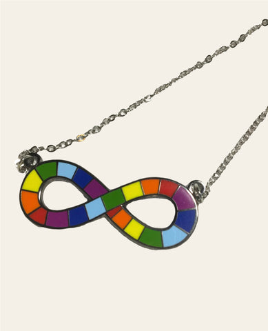 Neurodiversity Pride Infinity Rainbow Enamel Necklace Autism Autistic