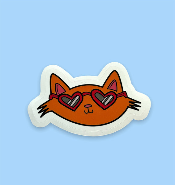 Cool Cat Vinyl Sticker, Orange Cat Sticker
