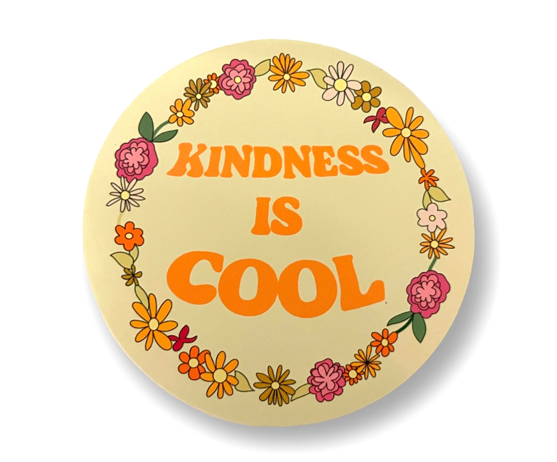 Kindness is Cool Retro Vintage Floral Flowers Vinyl Sticker
