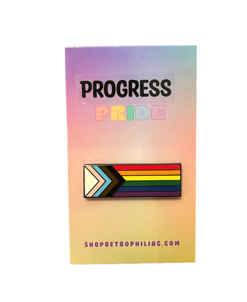 Progress Pride 1.5 Inch Rainbow LGBTQIA2+ Pride Flag Enamel Pin
